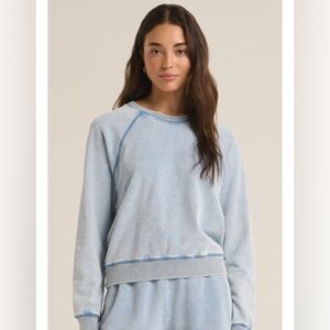 Z Supply Washed Light Blue Crew Sweatshirt